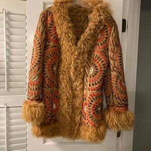 Leather/Mongolian Fur Coat-Handmade in Spain